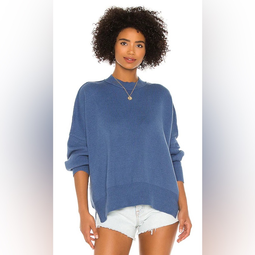 Free People Women's Easy Street Top Oversized Dolman Sweater Blue Egret S